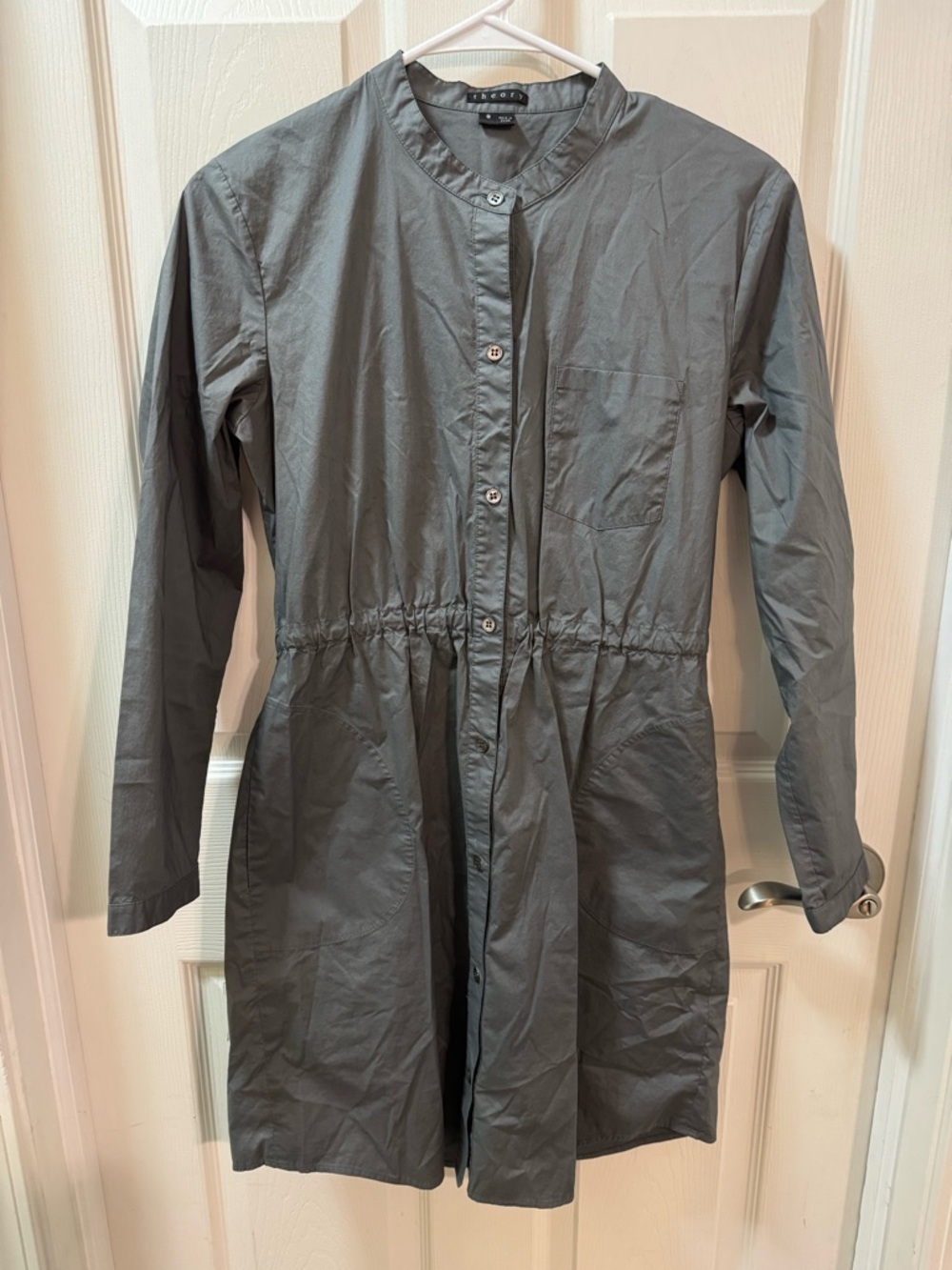Theory Isadora Exceed Button Down Tie Back Shirt Dress Size 8 - Picture 4 of 13